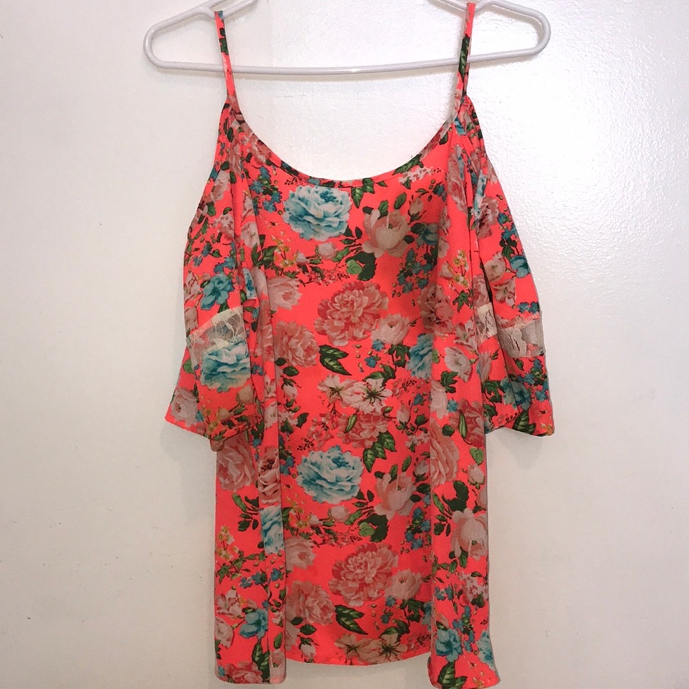 Floral off the shoulder blouse with lace for women
